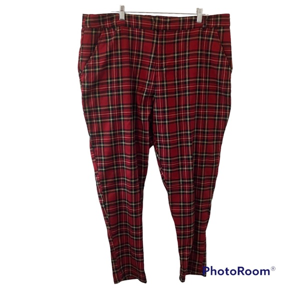 Vintage 90’s / Y2K Hot Topic Red Plaid Pants- 2X - Picture 1 of 8